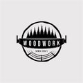 Vintage carpentry logo vector illustration design. woodwork symbol Royalty Free Stock Photo