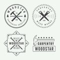 Vintage carpentry or mechanic logo, emblem, badge, label