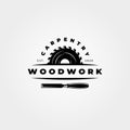 Vintage carpentry woodwork logo vector icon symbol illustration design Royalty Free Stock Photo