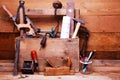 Vintage Carpentry workshop with ancient tools