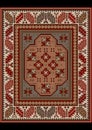 Vintage carpet with ethnic ornament in brown and beige shades
