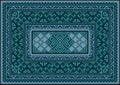 Vintage carpet with ethnic ornament in green and blue shades Royalty Free Stock Photo