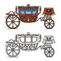 Vintage carriage contour, chariot outline for king Royalty Free Stock Photo