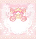 Vintage carriage - pink invitation card Royalty Free Stock Photo