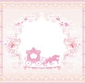 Vintage carriage - pink wedding  invitation card Royalty Free Stock Photo