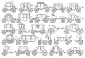 Vintage carriage vector Outline, line set icon. Vector illustration set cart for princess. Isolated Outline, line icon Royalty Free Stock Photo