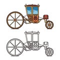 Vintage carriage for wedding, royal horse chariot