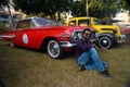 Vintage cars are on display during a show organized by the Vintag