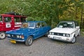 Vintage cars FSO Polski Fiat 125p and Volkswagen Golf I