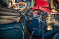 Vintage Cars interior from the 1900's parked up on a historic show of classic cars London to Brighton, East Sussex, UK