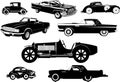 Vintage cars. old cars. Set of silhouettes.