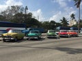 Vintage cars parked in Havana Royalty Free Stock Photo