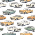 Vintage Cars Pattern Illustration Design Elements Royalty Free Stock Photo