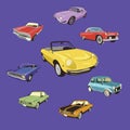 Vintage cars vector illustrations