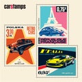 Vintage Cars vector postage stamp