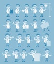 Vintage Cartoon Doctors Concepts and Gestures Vector Set