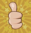 Vintage Cartoon Hand Giving Thumbs Up Gesture Royalty Free Stock Photo