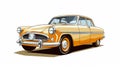 Vintage Cartoon Illustration Of An Old Yellow Car