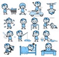 Vintage Cartoon Office Guy - Set of Concepts Vector illustrations Royalty Free Stock Photo