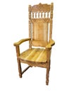 Vintage carved wooden chair isolated over white