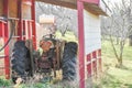 Vintage Case New Holland Farm Tractor Sitting in Barn