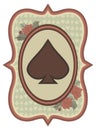 Vintage casino poker spades card, vector