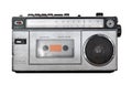 Vintage cassette player - Old radio receiver isolate on white with clipping path for object