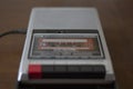 Vintage cassette tape player with audio cassette tape inside Royalty Free Stock Photo
