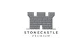 Vintage castle stone logo vector icon illustration