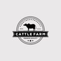 Vintage cattle angus farm logo vector illustration design Royalty Free Stock Photo