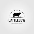 Vintage cattle cow farm logo vector illustration design Royalty Free Stock Photo