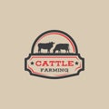 Vintage Cattle farming logo badge, Cattle farm logo badge, cow farm logo badge, beef fresh logo badge vector