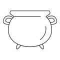 Vintage cauldron icon, outline style