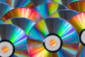 Vintage CD or DVD disk background, old circle discs used for data storage, share movies and music Royalty Free Stock Photo