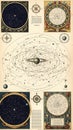 Vintage Celestial Map Illustrating Solar System and Star Constellations Royalty Free Stock Photo