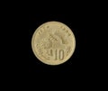 Vintage 10 Centimes coin made by Morocco in 1974 Royalty Free Stock Photo