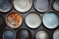 Vintage ceramic plates. Empty beautiful ceramic plates. Generative AI