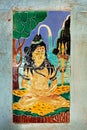 Vintage Ceramic Tile Painting Of Lord Shiva