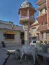 Vintage Chabutro or pigeon feeder and stray cow food spot near house at old part of Idar town Sabarkantha Gujarat