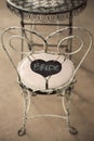 Vintage Chair with Bride written on love shaped sign