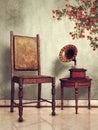 Vintage chair and gramophone
