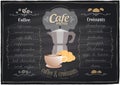 Vintage chalk coffee and croissants menu.