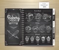 Vintage chalk drawing bakery menu design. Restaurant menu Royalty Free Stock Photo
