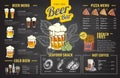 Vintage chalk drawing beer menu design. Restaurant menu Royalty Free Stock Photo