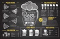 Vintage chalk drawing beer menu design. Restaurant menu Royalty Free Stock Photo