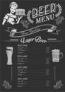 Vintage chalk drawing beer menu design. Restaurant menu. Royalty Free Stock Photo