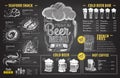 Vintage chalk drawing beer menu design. Restaurant menu Royalty Free Stock Photo