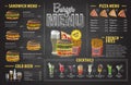 Vintage chalk drawing burger menu design. Fast food menu Royalty Free Stock Photo