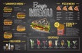 Vintage chalk drawing burger menu design. Fast food menu Royalty Free Stock Photo