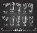 Vintage chalk drawing cocktail bar menu. Royalty Free Stock Photo